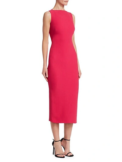 Brandon Maxwell Sleeveless Halter-neck Stretch-crepe Mid-calf Sheath Dress In Fuchsia