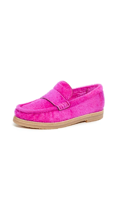 Stuart Weitzman Women's Bromley Shearling Loafers In Flamingo Chicago