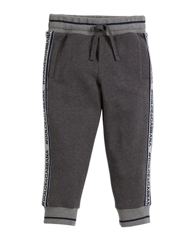 Dolce & Gabbana Logo-tape Sweatpants, Boys' Size 8-12 In Gray