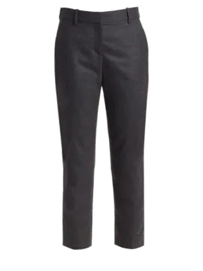 Theory Trecca 2 Straight-leg New Pure Flannel Cropped Pants In Dark Charcoal