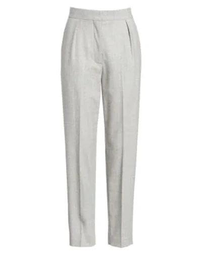 Theory High-rise New Pure Flannel City Pants In Pale Gray