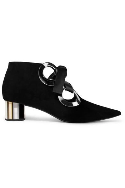 Proenza Schouler Eyelet-embellished Suede Ankle Boots In Black