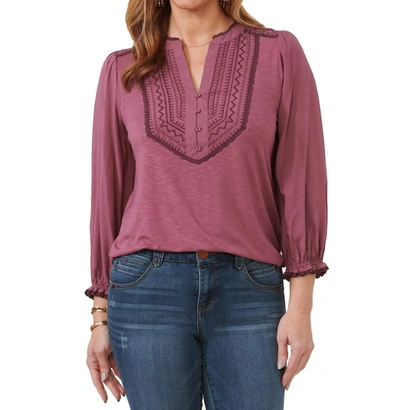 Democracy Ruffle Edge Neck Top In Tulip Nectar In Multi