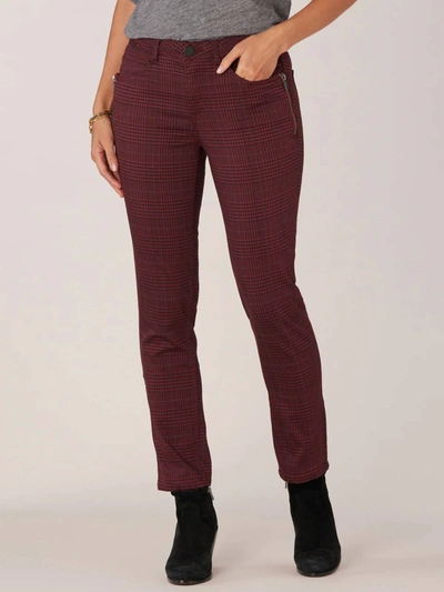Democracy Side Zip Syrah Vintage Skinny Jeans In Burgundy Black Plaid In Multi