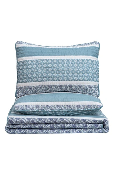 Woven & Weft Stripe & Paisley Quilt & Sham Set In Blue