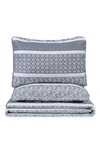 Woven & Weft Stripe & Paisley Quilt & Sham Set In Grey