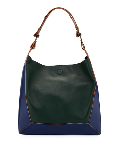 Marni Colorblock Square Shoulder Bag In Green/blue