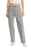 Askk Ny High Waist Relaxed Straight Leg Chinos In Volcano Grey