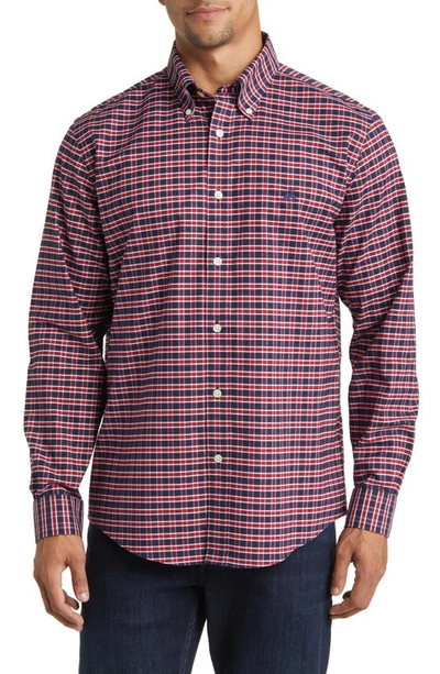 Brooks Brothers Regular Fit Noniron Tattersall Stretch Cotton Button-down Shirt In Red/ Navy