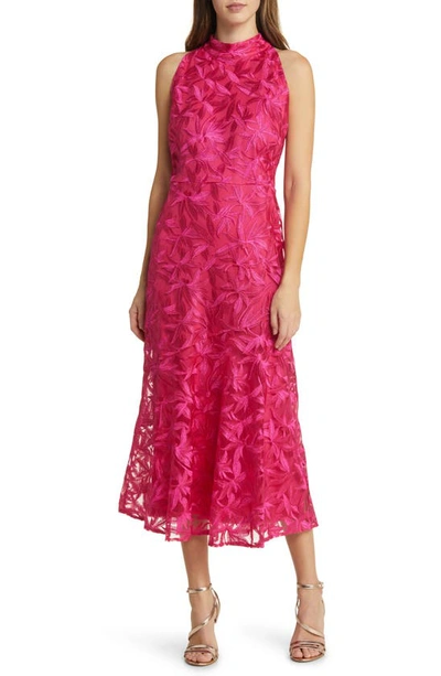 Sam Edelman Leafy Embroidery High Neck Dress In Pink | ModeSens
