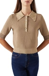 Lk Bennett Rosey Short Sleeve Sweater In Brown