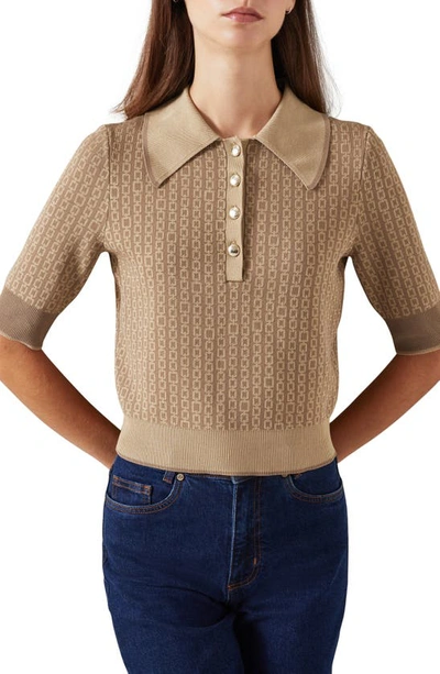 Lk Bennett Rosey Short Sleeve Sweater In Brown