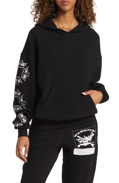 Boys Lie Up In Smoke Cotton Graphic Hoodie In Black