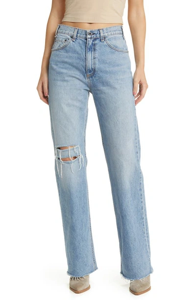 Askk Ny Ripped High Waist Relaxed Straight Leg Jeans In Jackson Hole