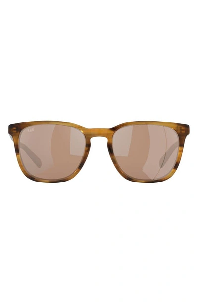 Costa Del Mar Sullivan 53mm Mirrored Square Sunglasses In Beige