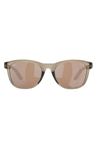 Costa Del Mar Aleta 54mm Mirrored Polarized Round Sunglasses In Crystal Beige