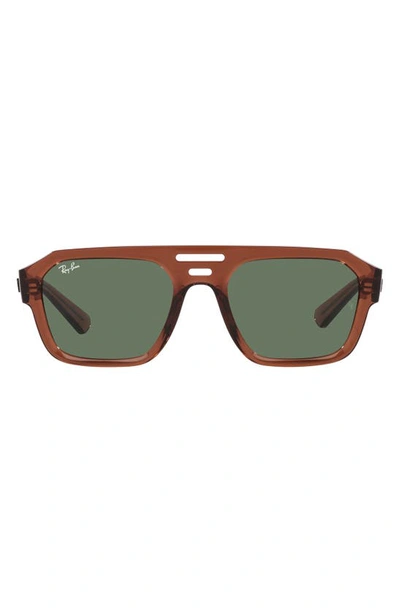 Ray Ban Corrigan Irregular 54mm Rectangular Sunglasses In Transparent Brown