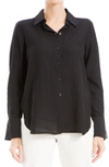 Max Studio Textured Stripe Button-up Shirt In Black