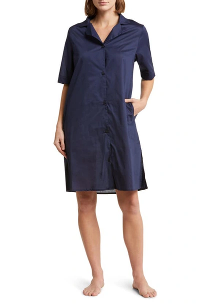 Papinelle Gemma Cotton Short Sleeve Nightshirt In Navy