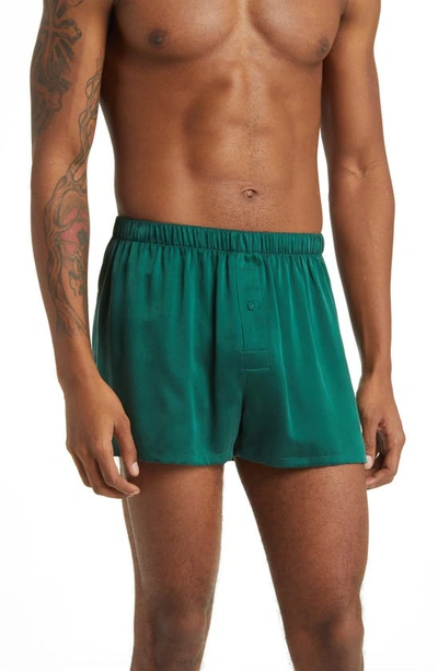 Lunya Washable Silk Boxer Shorts In Hum Forest