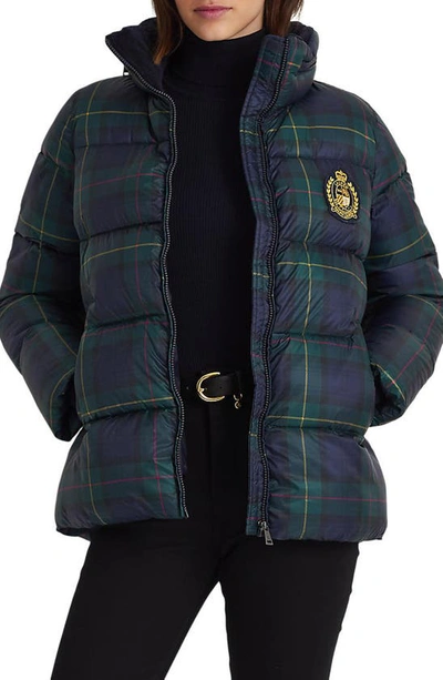 Lauren Ralph Lauren Plaid Hooded Puffer Jacket In Hunting Stewart