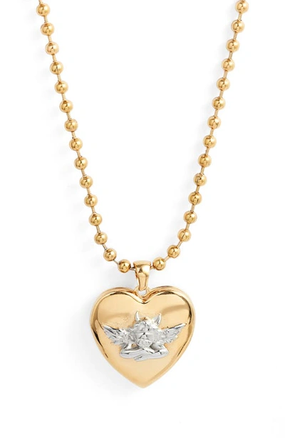 Boys Lie Better Half Two-tone Locket Necklace In Gold