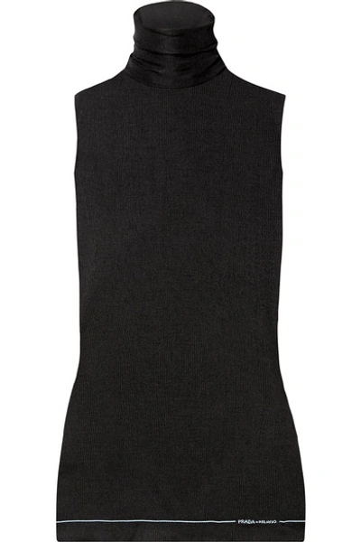 Prada Sleeveless Turtleneck Sweater In Black