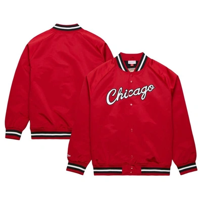 Mitchell & Ness Red Chicago Bulls Hardwood Classics  Throwback Wordmark Raglan Full-snap Jacket
