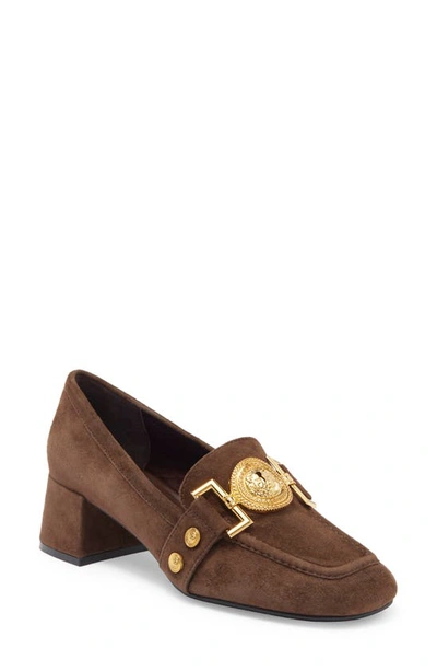 Jeffrey Campbell Lionette Loafer Pump In Brown Suede Gold