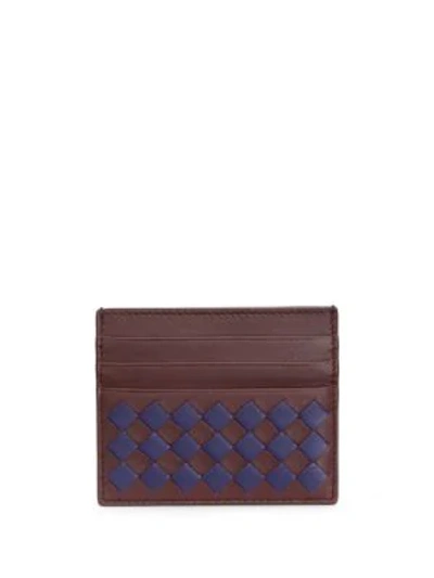 Bottega Veneta Intrecciato Card Case In Dark Barolo Atlantic