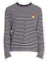 Ami Alexandre Mattiussi Long Sleeve Striped Smile Patch T-shirt In Blue White