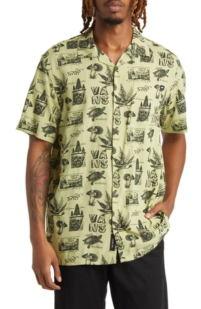 Vans Otis Botanical Print Short Sleeve Button-up Shirt In Winter Pear