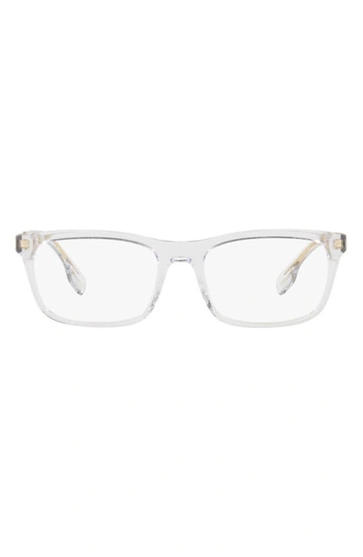 Burberry 55mm Icon Stripe Detail Square Optical Glasses In Clear Beige