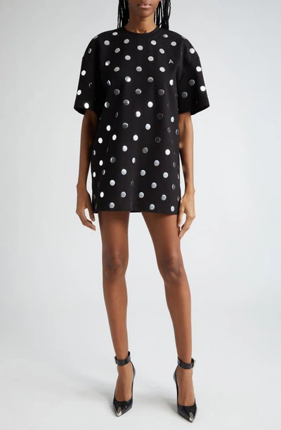 Area Polka-dot T-shirt Dreses In Black