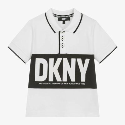 Dkny Kids' Colour-block Polo Shirt In White