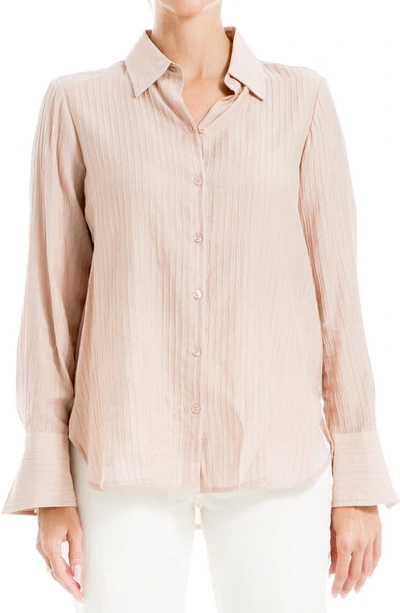Max Studio Textured Stripe Button-up Shirt In Blush