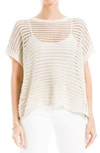 Max Studio Pointelle Short Sleeve Sweater In Oyster