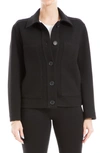 Max Studio Ribbed Crop Shirt Jacket In Black