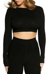 N By Naked Wardrobe Long Sleeve Ribbed Crop Top In Black