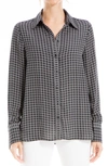 Max Studio Printed Long Sleeve Button-up Shirt In Black/ Crewam Ring Arrow Geo
