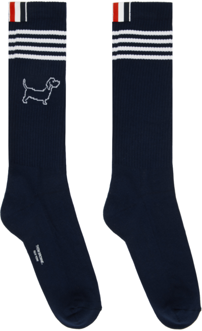 Thom Browne Hector Athletic Cotton Socks In Blue