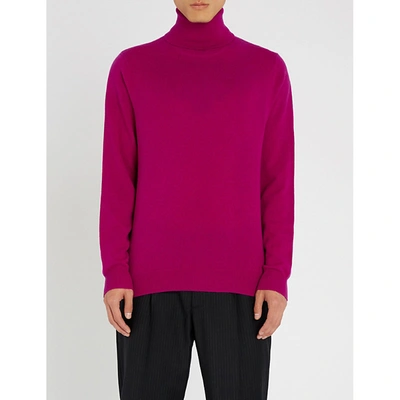Chalayan Split Neck Cashmere Turtleneck Jumper In Violet