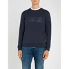 Hugo Reverse Logo Cotton-jersey Sweatshirt In Navy