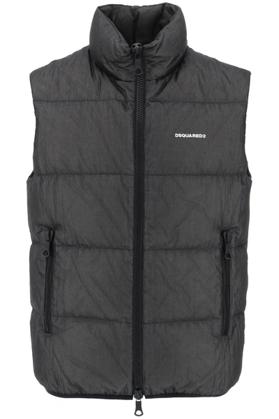 Dsquared2 Ripstop Puffer Waistcoat In Black