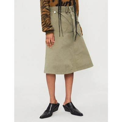 Jw Anderson Pocket-panel Cotton-drill Skirt In Khaki