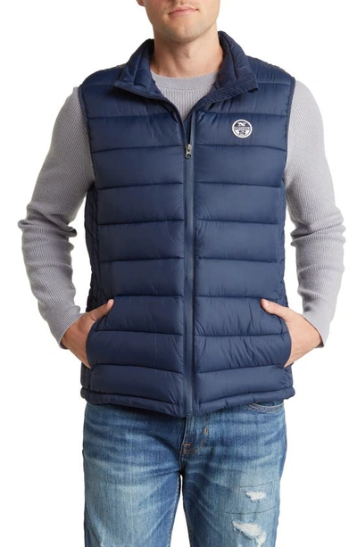 North Sails Padded Water Resistant Puffer Vest In Navy