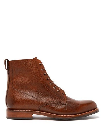 Grenson Murphy Burnished Textured-leather Boots In Tan