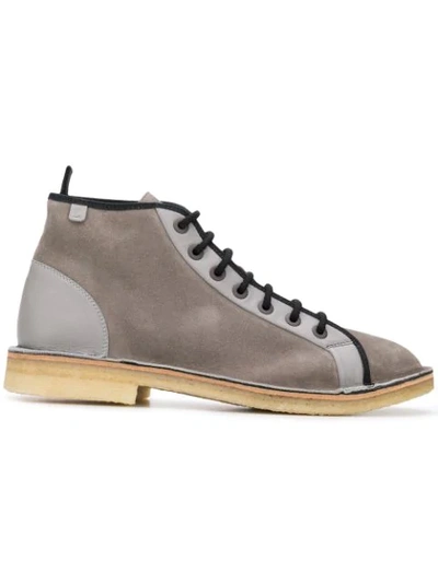Lanvin Suede Lace-up Boots In Grey