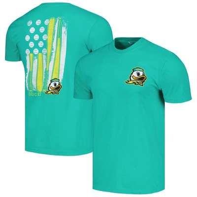 Image One Green Oregon Ducks Baseball Flag Comfort Colours T-shirt