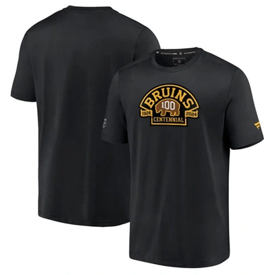 Fanatics Branded  Black Boston Bruins Authentic Pro Centennial Logo T-shirt